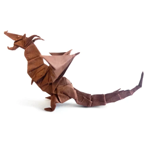 Origami Drache braun, Fiery Dragon Profil