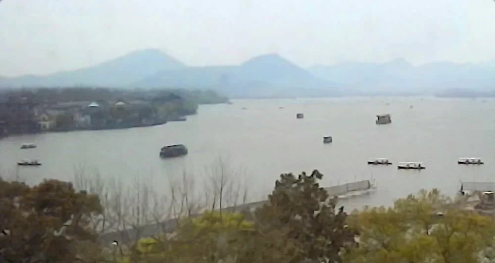 Hangzhou lake with boats